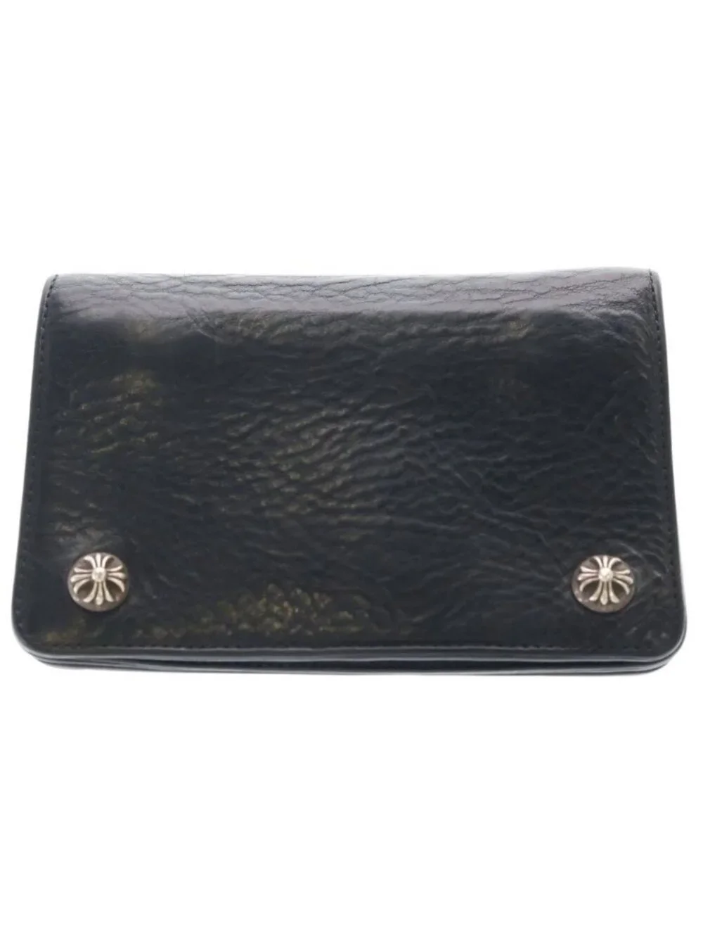 Chrome Hearts Cross Ball Button Leather Wallet Black